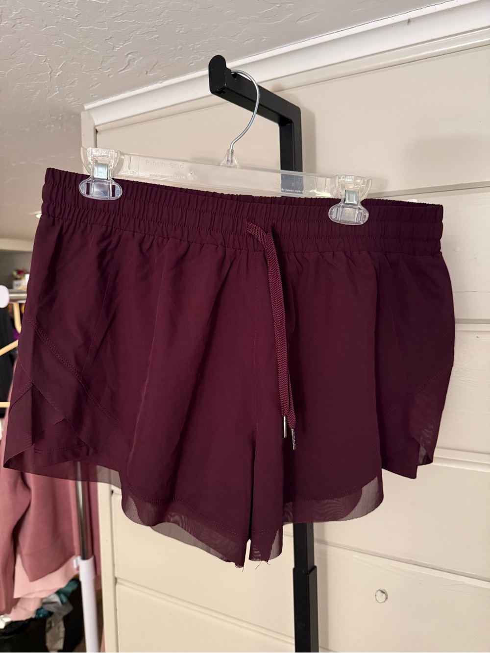 HALARA Women's Maroon Athletic Layered Shorts
